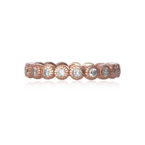 Elegant Milgrain Dot Design 18K Rose Gold over .925 SS Eternity Band Ring Sz 8